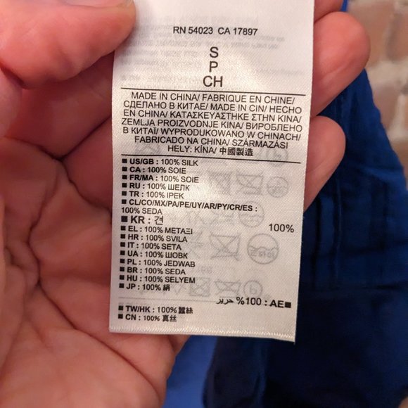 Royal blue silk button up shirt - Picture 3 of 3